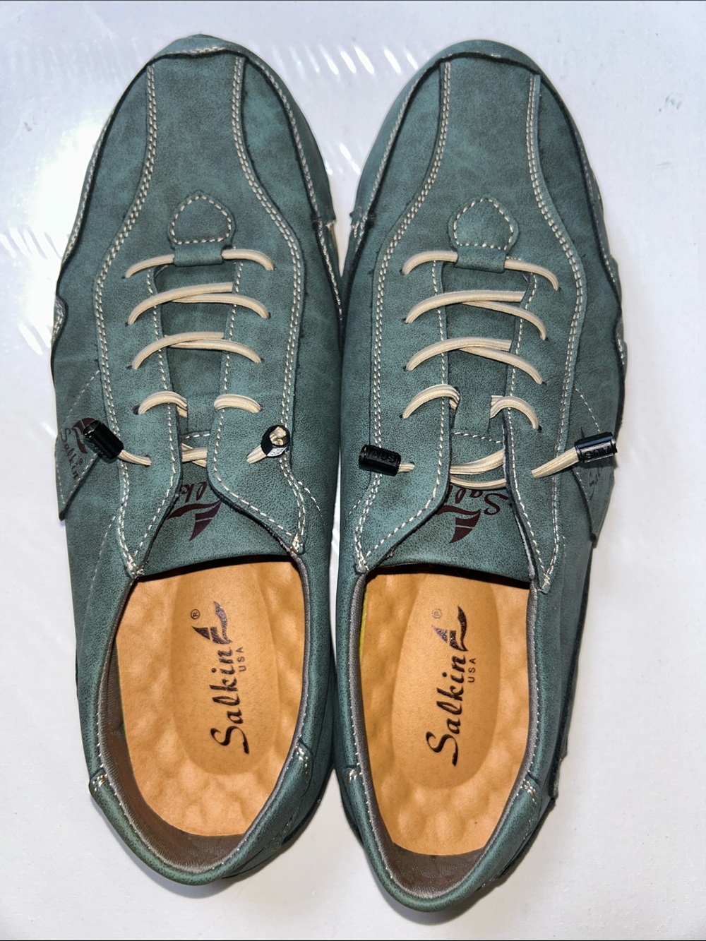 Salkin USA Men’s Slip-On Casual Driving Loafers in Teal size 44 USA 10.5/11